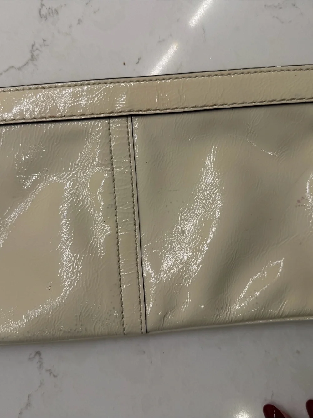 Coach Cream Patent Leather Wristlet Clutch
